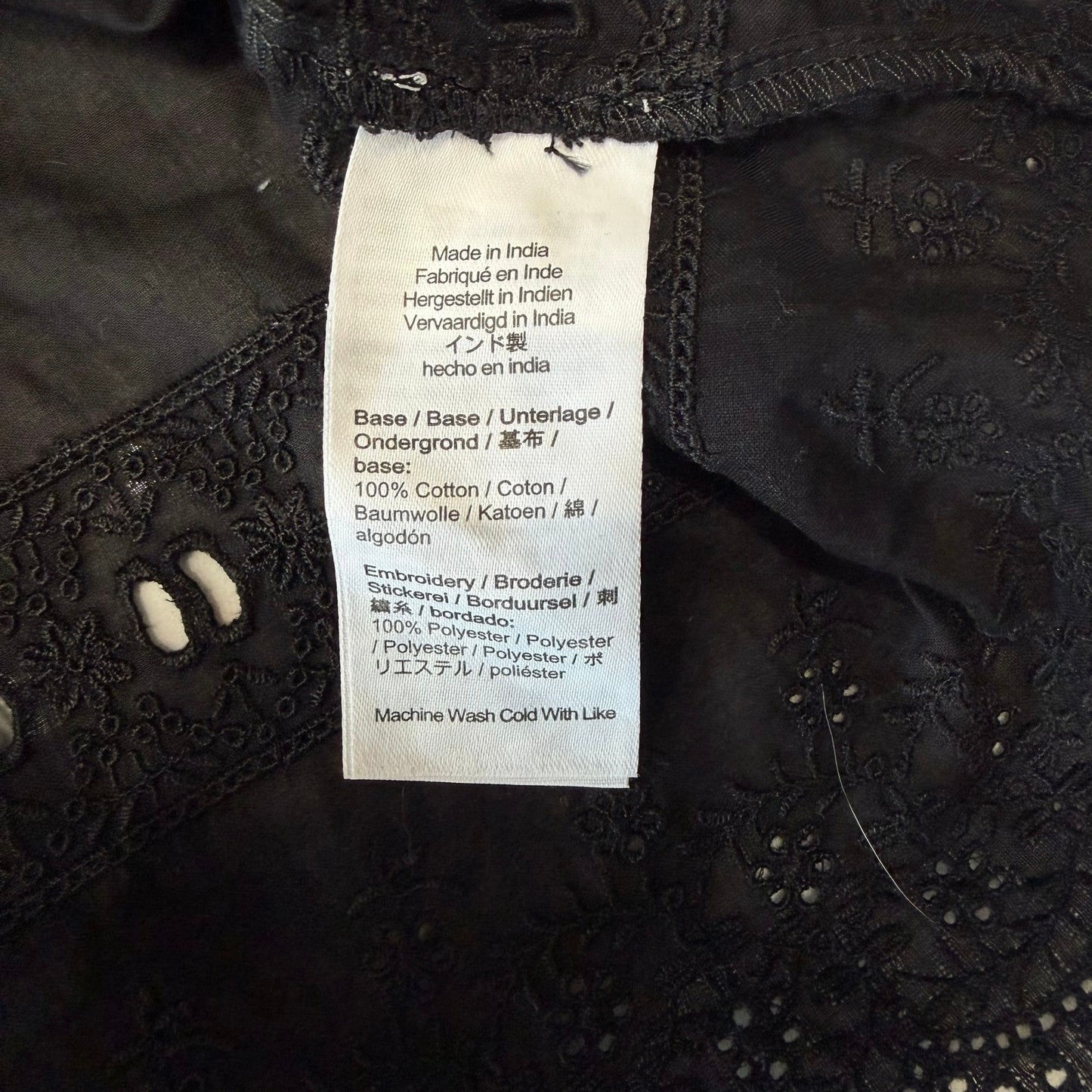 Madewell Embroidered Ruffle-Trim Top Black Size XL