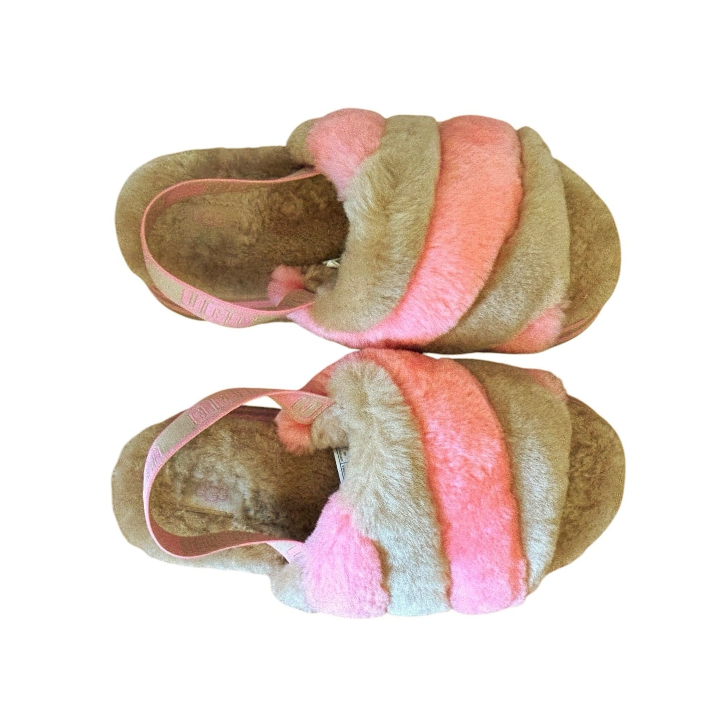 UGG Disco Stripe Slide Tan and Pink Women’s Size 9