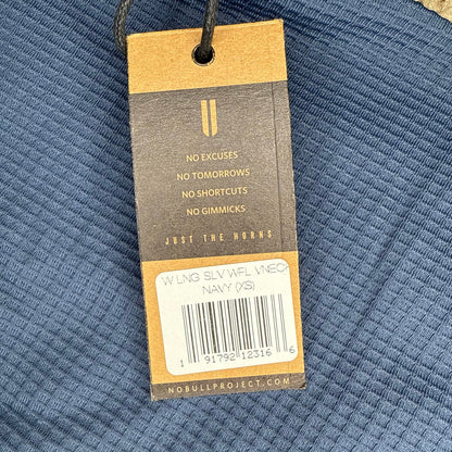 NOBULL Long Sleeve Waffle V-Neck Navy Blue Size XS