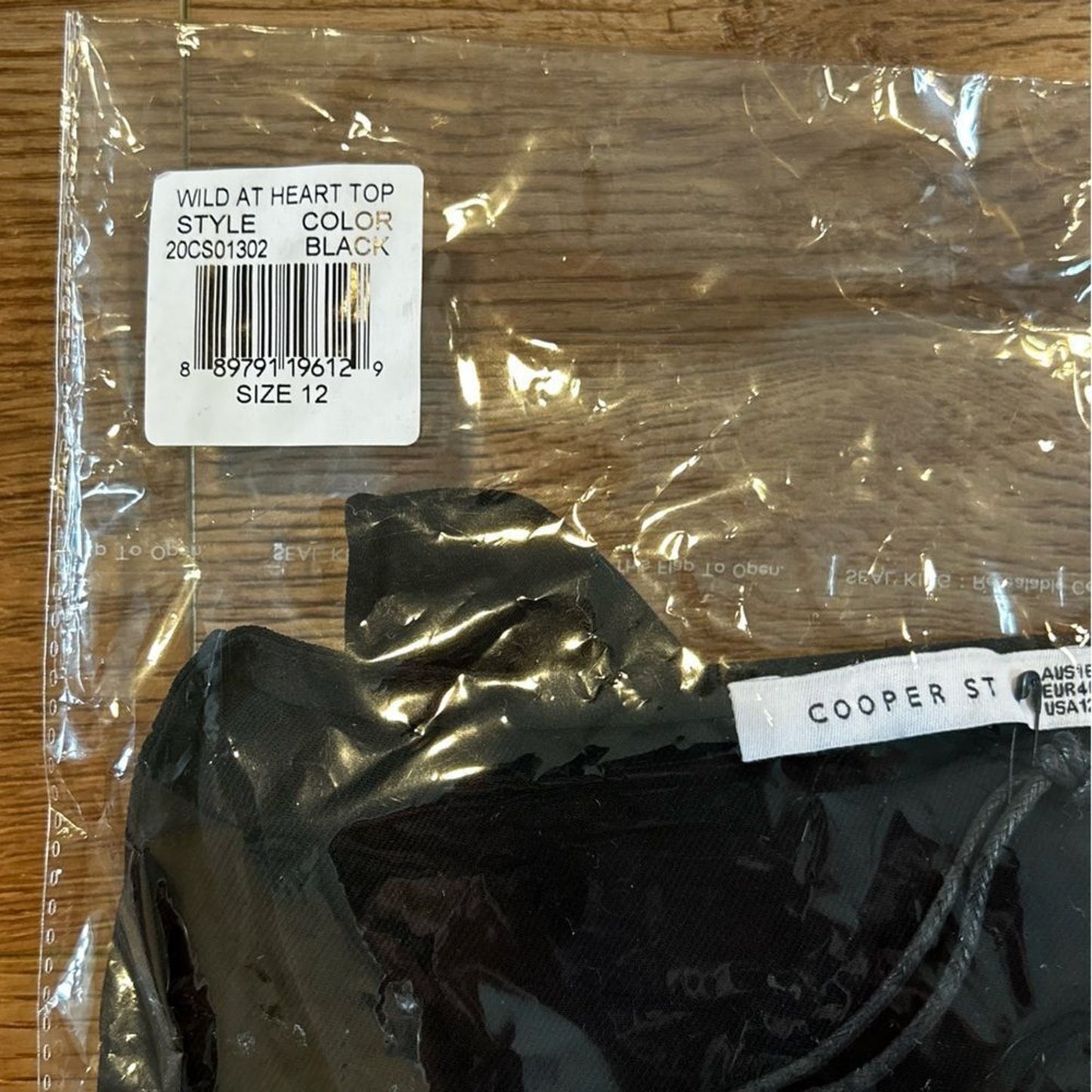 NWT Cooper St Wild At Heart Black V-Neck Top Size 12