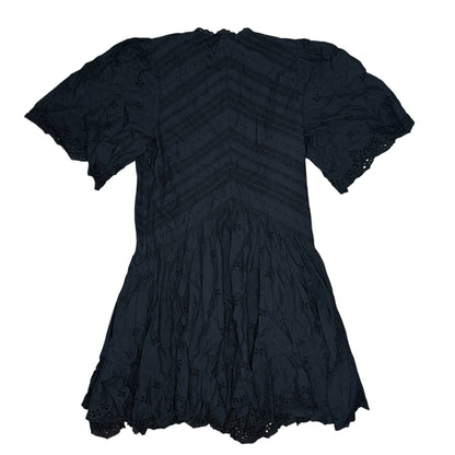 NWT Madewell Eyelet Flutter Sleeve Mini Dress in Cotton Jet Black Size 4