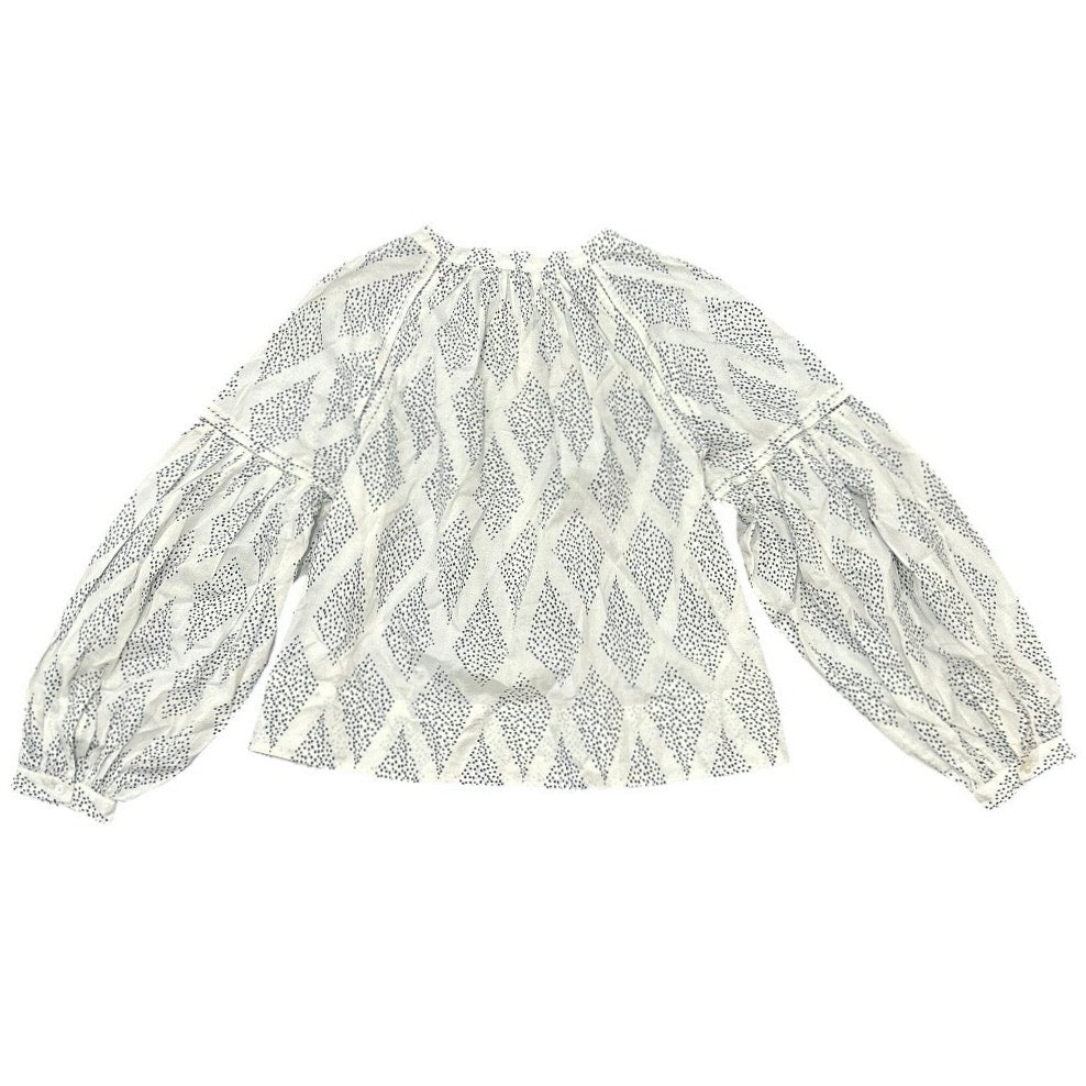Madewell Shirred Balloon-Sleeve Top in Geometric Print in Lighthouse Size M