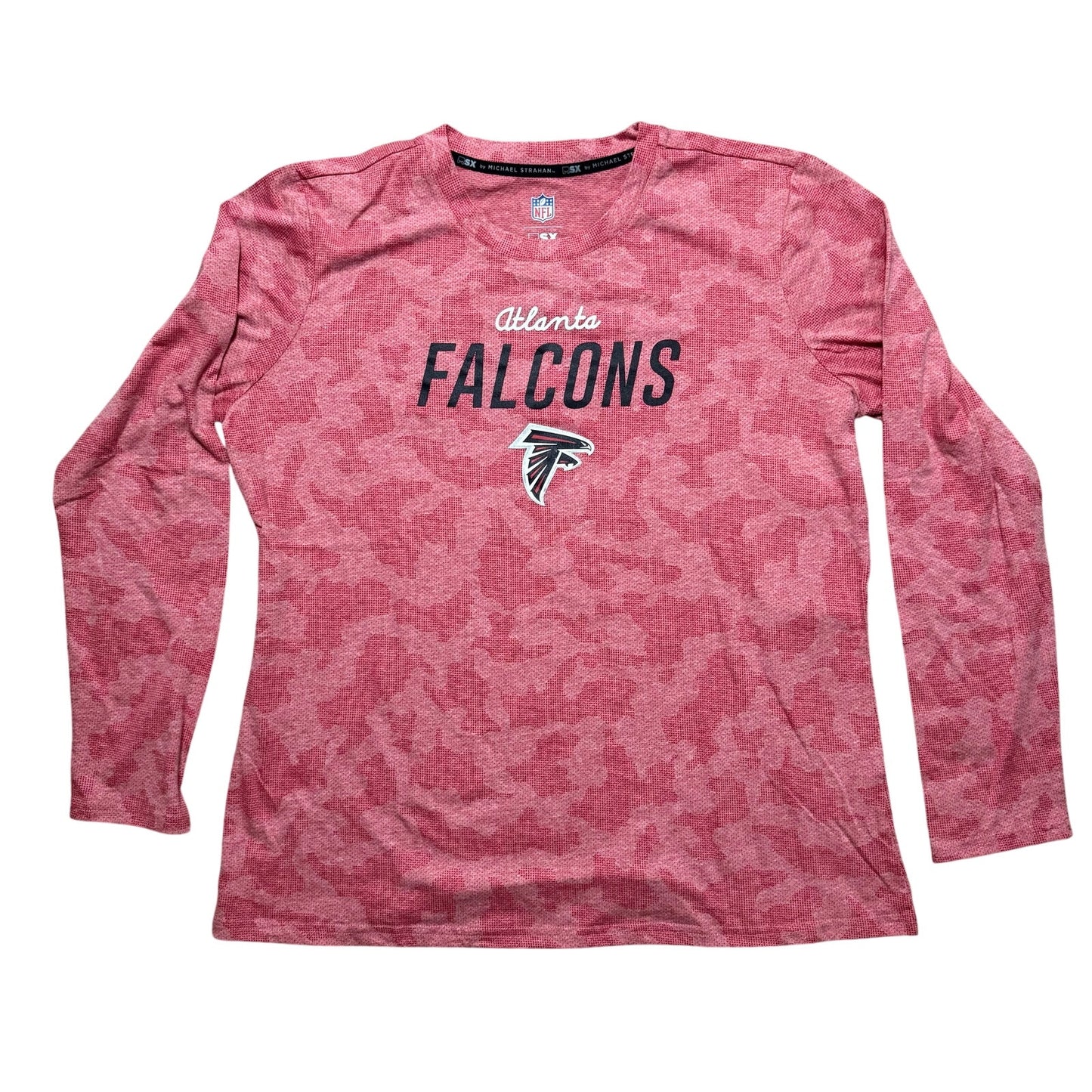 NFL Altlanta Falcons Michael Strahan Long Sleeve Camo Red Long Sleeve Shirt Size XL