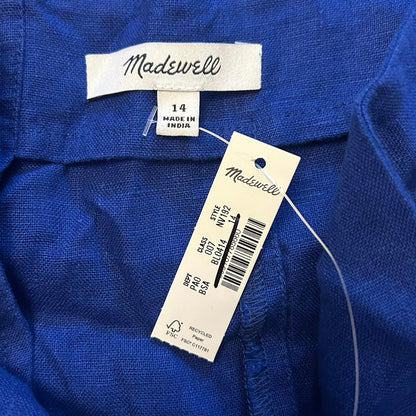 Madewell Curved-Neck Shell Tank in 100% Linen Bright Sapphire Size 14