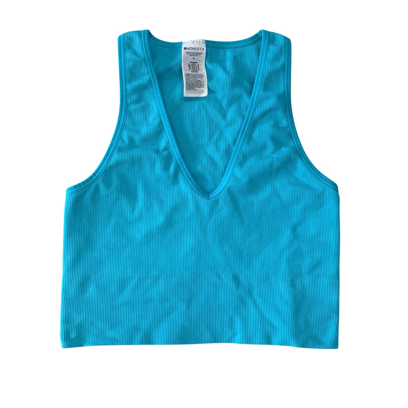 Athleta Aurora Seamless Crop Rib Tank Blue Size M