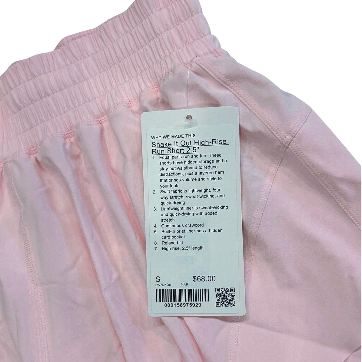 Lululemon Shake It Out High-Rise Running Short 2.5" Pink Pearl Size S