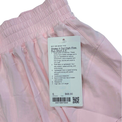 Lululemon Shake It Out High-Rise Running Short 2.5" Pink Pearl Size S