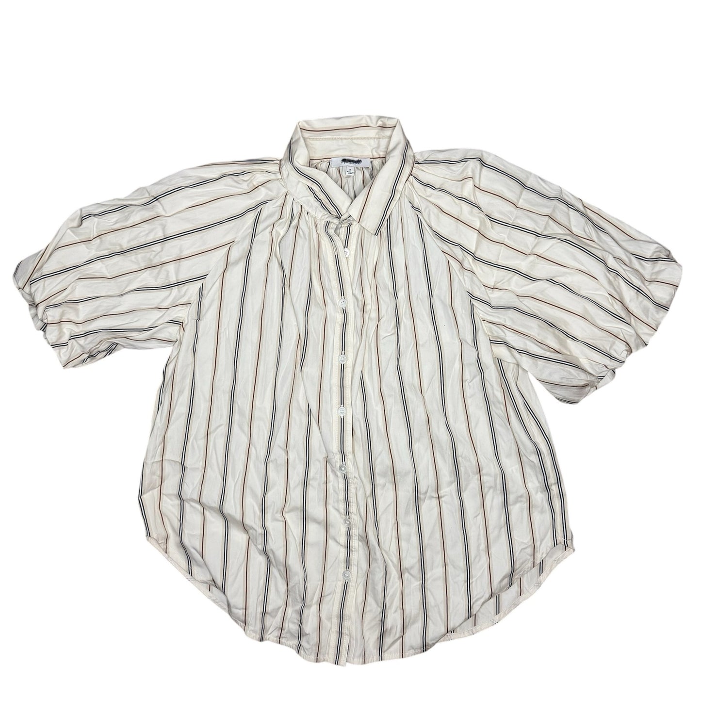 Madewell Shirred Bubble-Sleeve Button-Up Shirt in Poplin Size M