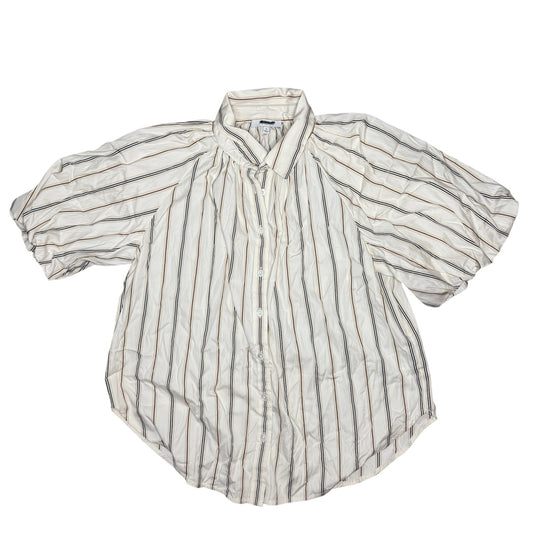 Madewell Shirred Bubble-Sleeve Button-Up Shirt in Poplin Size M