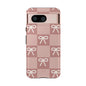 Pink Checkered Bow Tough Case, Phone Case,  Cellphone Cover, Protective Phone Shell, Cute Plaid Design