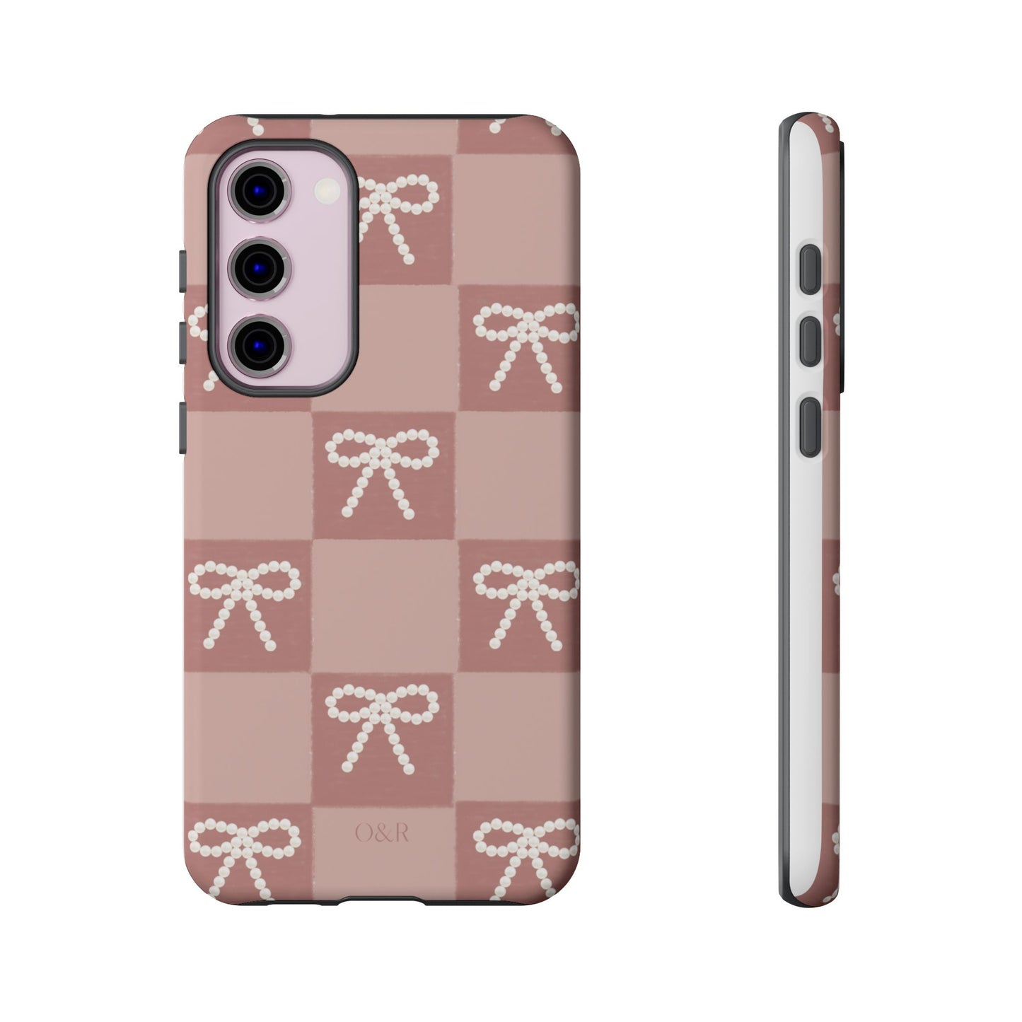 Pink Checkered Bow Tough Case, Phone Case,  Cellphone Cover, Protective Phone Shell, Cute Plaid Design