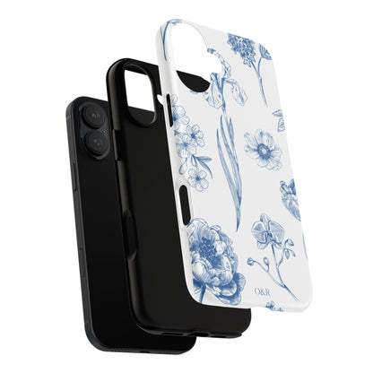 Botanical Blue Floral Phone Case - Elegant Flower Design Tough Cases for All Seasons, Birthday Gift, Stylish Phone Accessories, Nature Lover