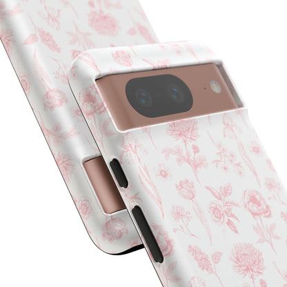 Pink Floral Phone Case - Elegant Protectors for iPhone, Girlfriend Gift, Mother's Day, Trendy Tech Accessories, Flower Pattern Cases