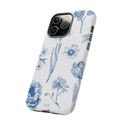 Botanical Blue Floral Phone Case - Elegant Flower Design Tough Cases for All Seasons, Birthday Gift, Stylish Phone Accessories, Nature Lover