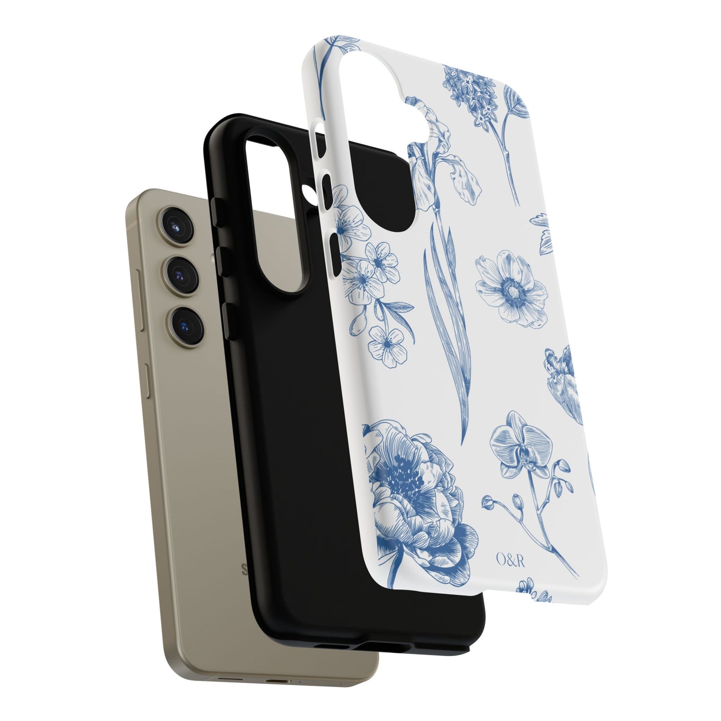 Botanical Blue Floral Phone Case - Elegant Flower Design Tough Cases for All Seasons, Birthday Gift, Stylish Phone Accessories, Nature Lover