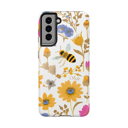 Wildflower Honey Bee Tough Phone Case - Floral Insect Protective Cover, Nature Lover Gift, iPhone Samsung Accessories, Hard