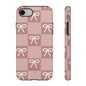 Pink Checkered Bow Tough Case, Phone Case,  Cellphone Cover, Protective Phone Shell, Cute Plaid Design