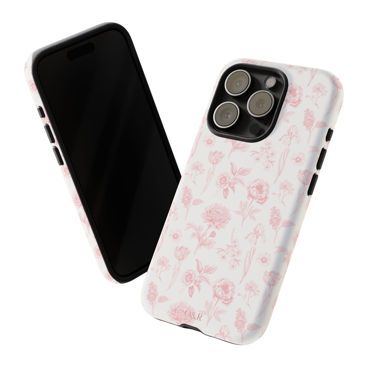 Pink Floral Phone Case - Elegant Protectors for iPhone, Girlfriend Gift, Mother's Day, Trendy Tech Accessories, Flower Pattern Cases