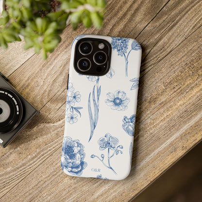 Botanical Blue Floral Phone Case - Elegant Flower Design Tough Cases for All Seasons, Birthday Gift, Stylish Phone Accessories, Nature Lover