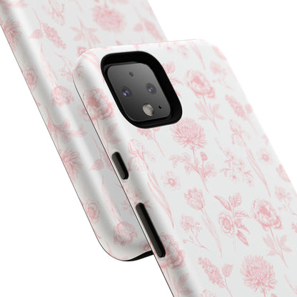 Pink Floral Phone Case - Elegant Protectors for iPhone, Girlfriend Gift, Mother's Day, Trendy Tech Accessories, Flower Pattern Cases