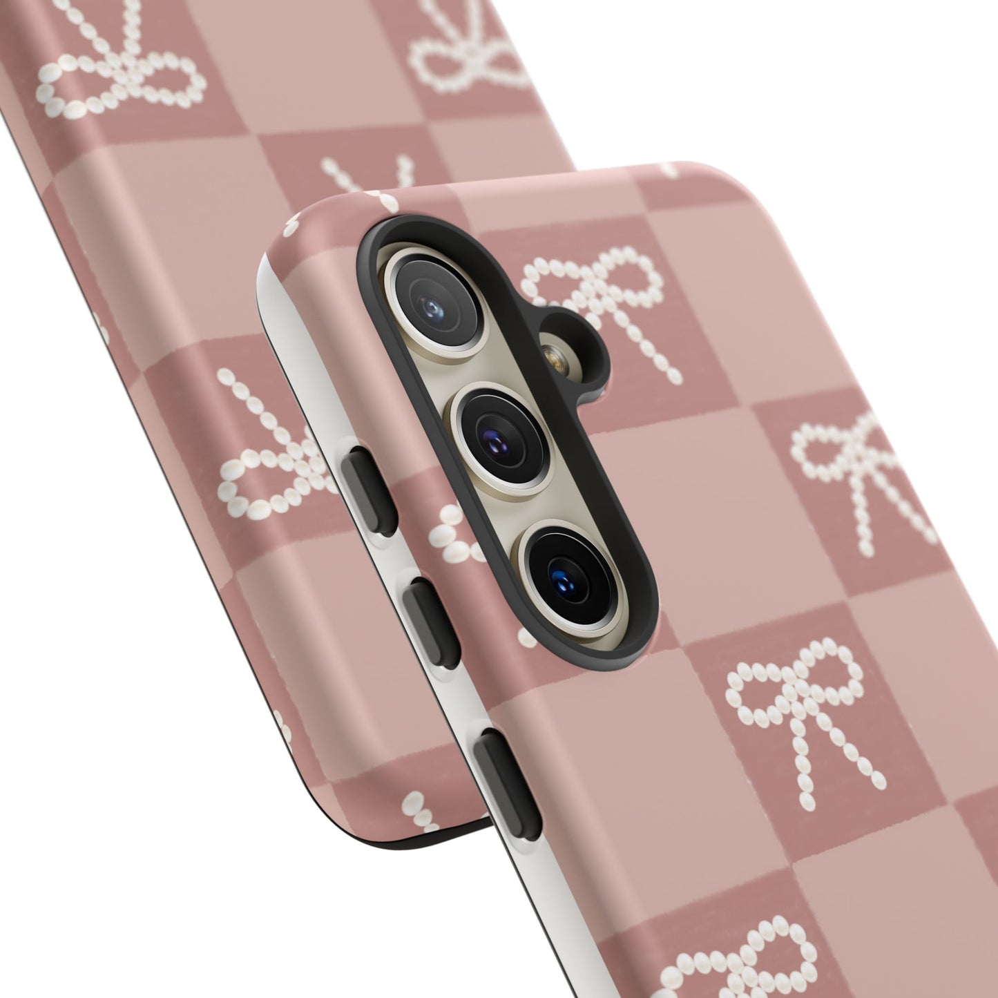 Pink Checkered Bow Tough Case, Phone Case,  Cellphone Cover, Protective Phone Shell, Cute Plaid Design