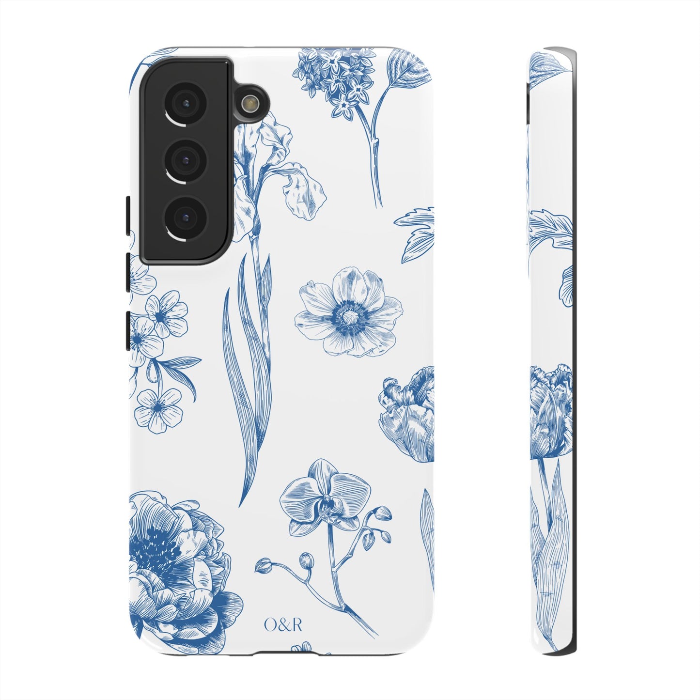 Botanical Blue Floral Phone Case - Elegant Flower Design Tough Cases for All Seasons, Birthday Gift, Stylish Phone Accessories, Nature Lover