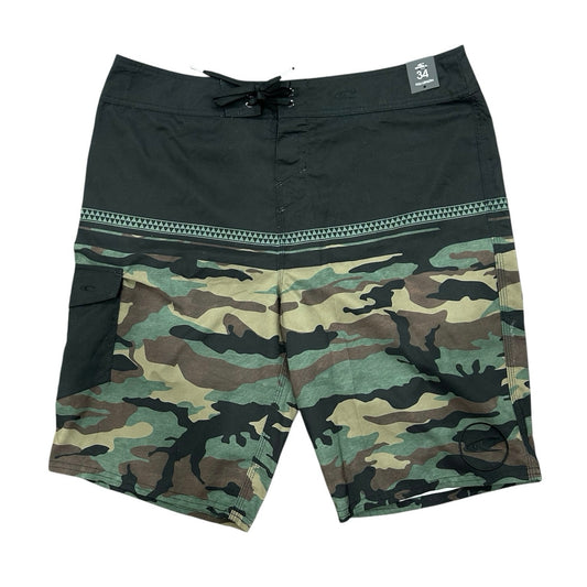 O'Neill Santa Cruz Full Length Printed Boardshorts Army Green Size 34