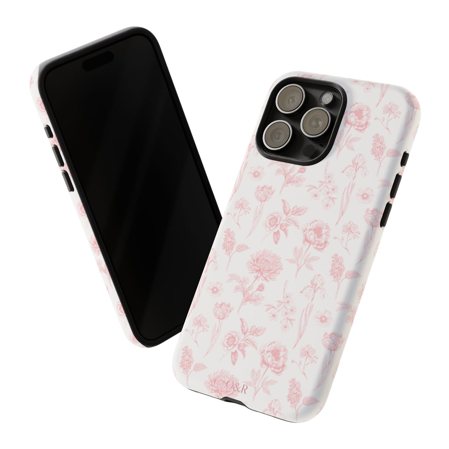 Pink Floral Phone Case - Elegant Protectors for iPhone, Girlfriend Gift, Mother's Day, Trendy Tech Accessories, Flower Pattern Cases