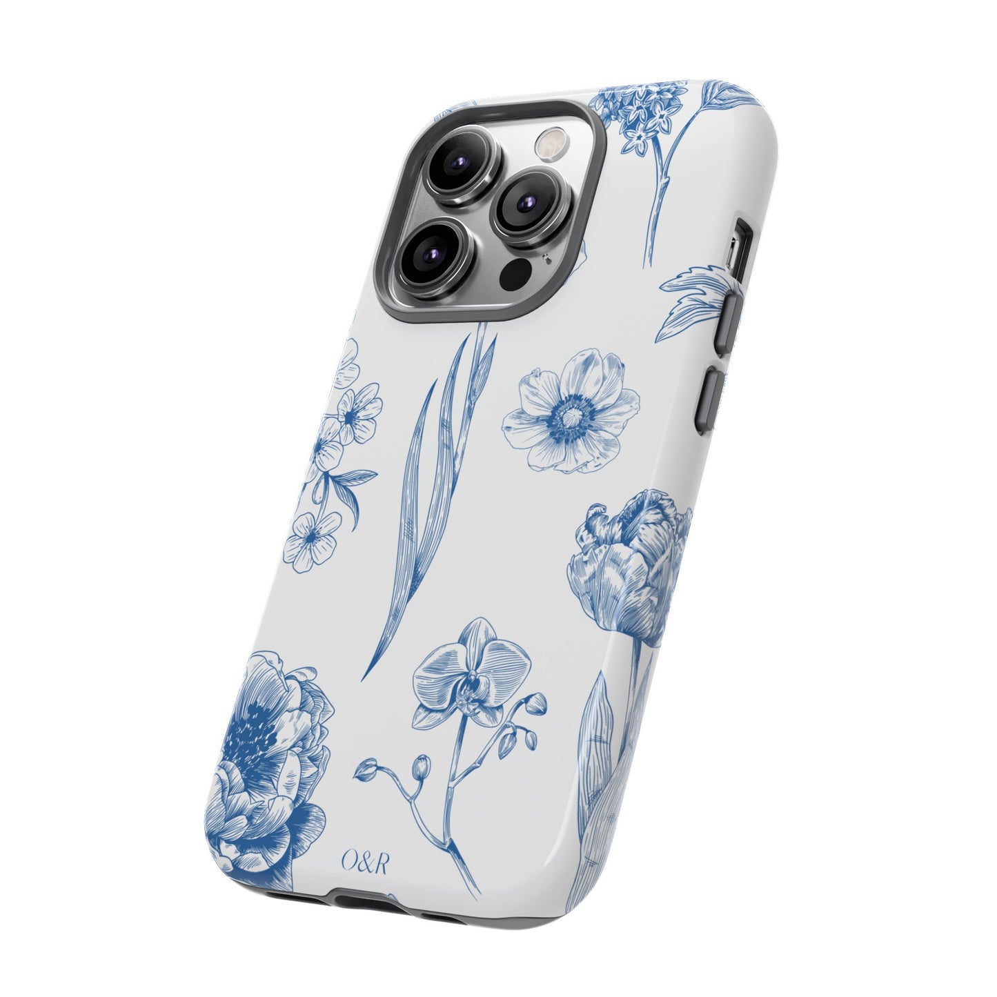 Botanical Blue Floral Phone Case - Elegant Flower Design Tough Cases for All Seasons, Birthday Gift, Stylish Phone Accessories, Nature Lover