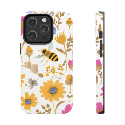 Wildflower Honey Bee Tough Phone Case - Floral Insect Protective Cover, Nature Lover Gift, iPhone Samsung Accessories, Hard