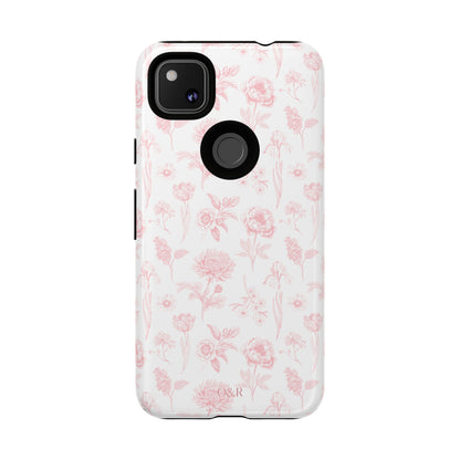 Pink Floral Phone Case - Elegant Protectors for iPhone, Girlfriend Gift, Mother's Day, Trendy Tech Accessories, Flower Pattern Cases