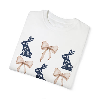 Bunny Bow Easter Comfort Colors T-shirt, Spring Rabbit Graphic Tee, Cute Bunny Shirt, Easter Bunny, Unisex Easter Apparel