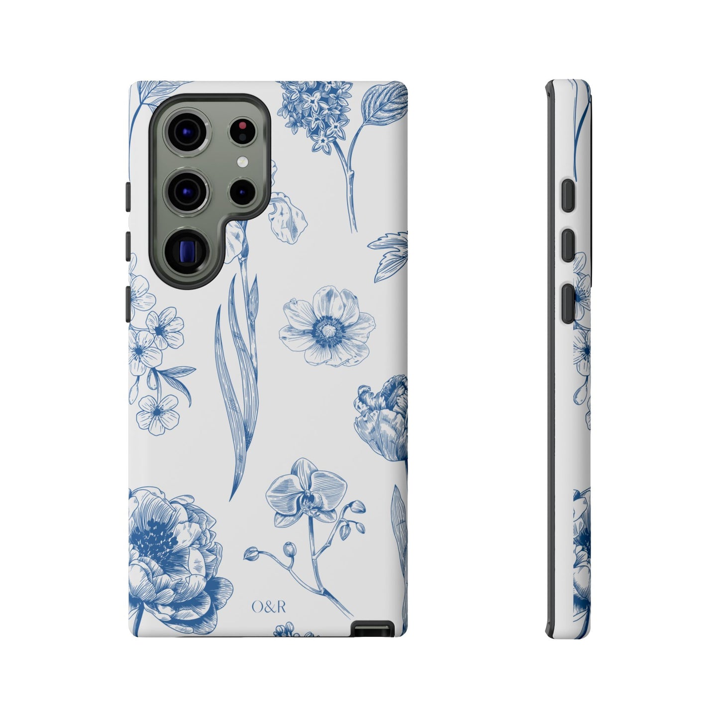 Botanical Blue Floral Phone Case - Elegant Flower Design Tough Cases for All Seasons, Birthday Gift, Stylish Phone Accessories, Nature Lover