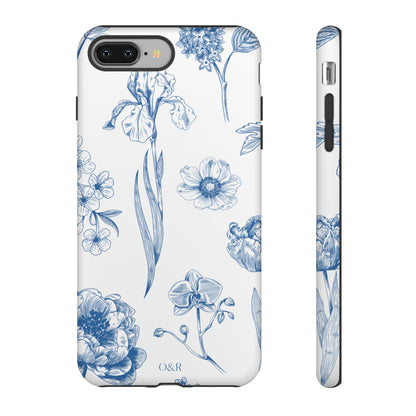 Botanical Blue Floral Phone Case - Elegant Flower Design Tough Cases for All Seasons, Birthday Gift, Stylish Phone Accessories, Nature Lover