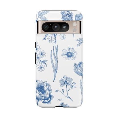 Botanical Blue Floral Phone Case - Elegant Flower Design Tough Cases for All Seasons, Birthday Gift, Stylish Phone Accessories, Nature Lover