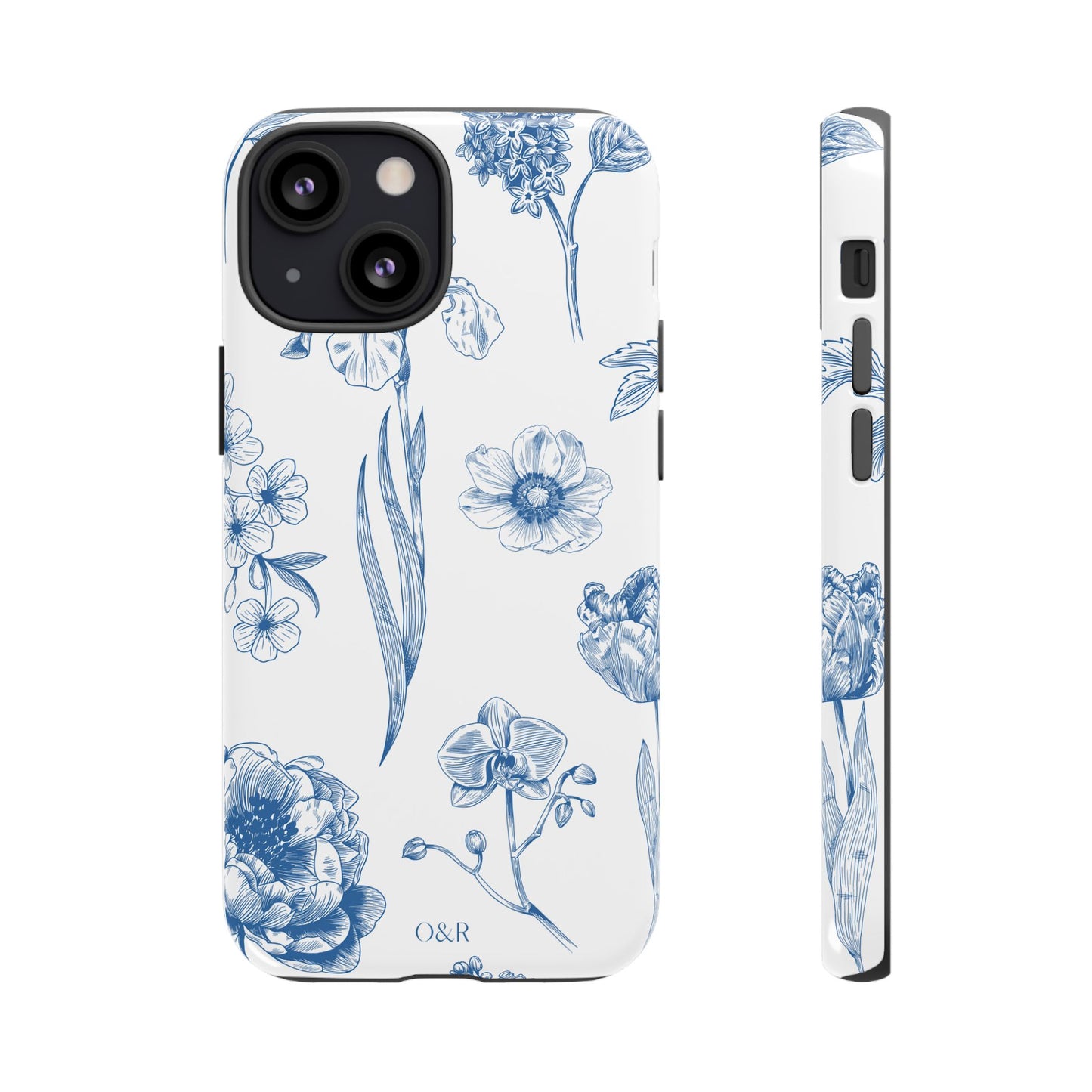 Botanical Blue Floral Phone Case - Elegant Flower Design Tough Cases for All Seasons, Birthday Gift, Stylish Phone Accessories, Nature Lover