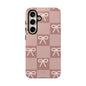 Pink Checkered Bow Tough Case, Phone Case,  Cellphone Cover, Protective Phone Shell, Cute Plaid Design