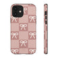 Pink Checkered Bow Tough Case, Phone Case,  Cellphone Cover, Protective Phone Shell, Cute Plaid Design