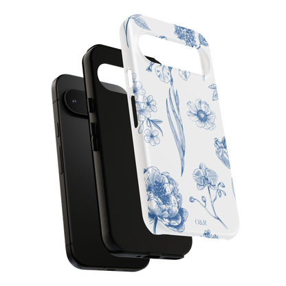 Botanical Blue Floral Phone Case - Elegant Flower Design Tough Cases for All Seasons, Birthday Gift, Stylish Phone Accessories, Nature Lover