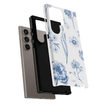 Botanical Blue Floral Phone Case - Elegant Flower Design Tough Cases for All Seasons, Birthday Gift, Stylish Phone Accessories, Nature Lover