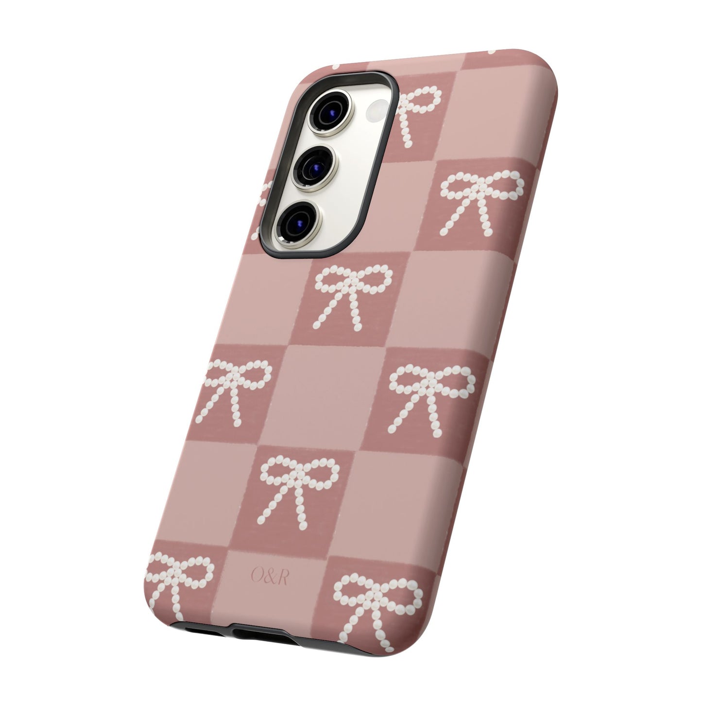 Pink Checkered Bow Tough Case, Phone Case,  Cellphone Cover, Protective Phone Shell, Cute Plaid Design