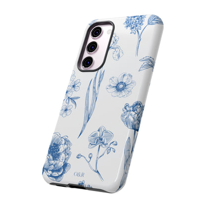 Botanical Blue Floral Phone Case - Elegant Flower Design Tough Cases for All Seasons, Birthday Gift, Stylish Phone Accessories, Nature Lover