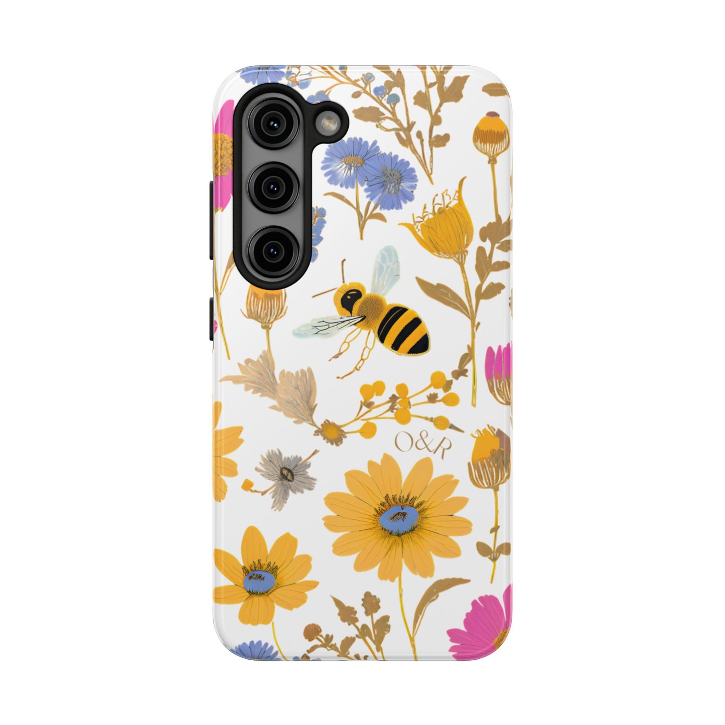 Wildflower Honey Bee Tough Phone Case - Floral Insect Protective Cover, Nature Lover Gift, iPhone Samsung Accessories, Hard