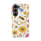 Wildflower Honey Bee Tough Phone Case - Floral Insect Protective Cover, Nature Lover Gift, iPhone Samsung Accessories, Hard