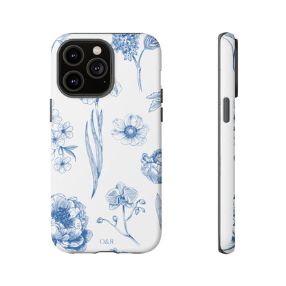 Botanical Blue Floral Phone Case - Elegant Flower Design Tough Cases for All Seasons, Birthday Gift, Stylish Phone Accessories, Nature Lover