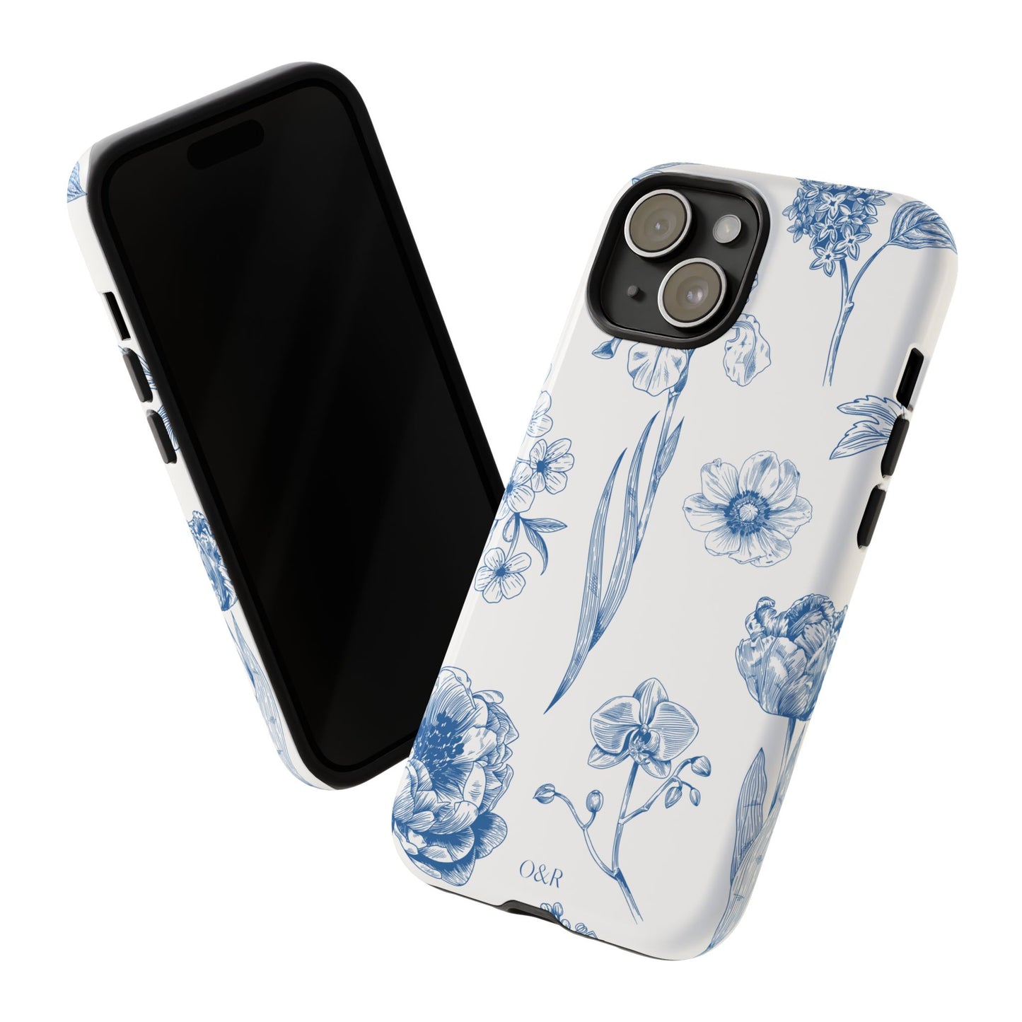 Botanical Blue Floral Phone Case - Elegant Flower Design Tough Cases for All Seasons, Birthday Gift, Stylish Phone Accessories, Nature Lover