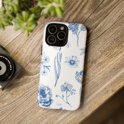 Botanical Blue Floral Phone Case - Elegant Flower Design Tough Cases for All Seasons, Birthday Gift, Stylish Phone Accessories, Nature Lover