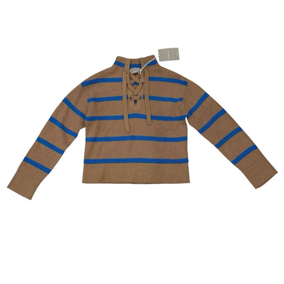 Everlane The Lace-Up Smock Sweater Wool Blend Tan and Blue Stripe Size XS