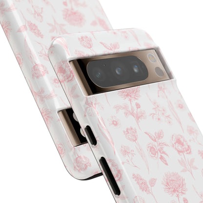 Pink Floral Phone Case - Elegant Protectors for iPhone, Girlfriend Gift, Mother's Day, Trendy Tech Accessories, Flower Pattern Cases