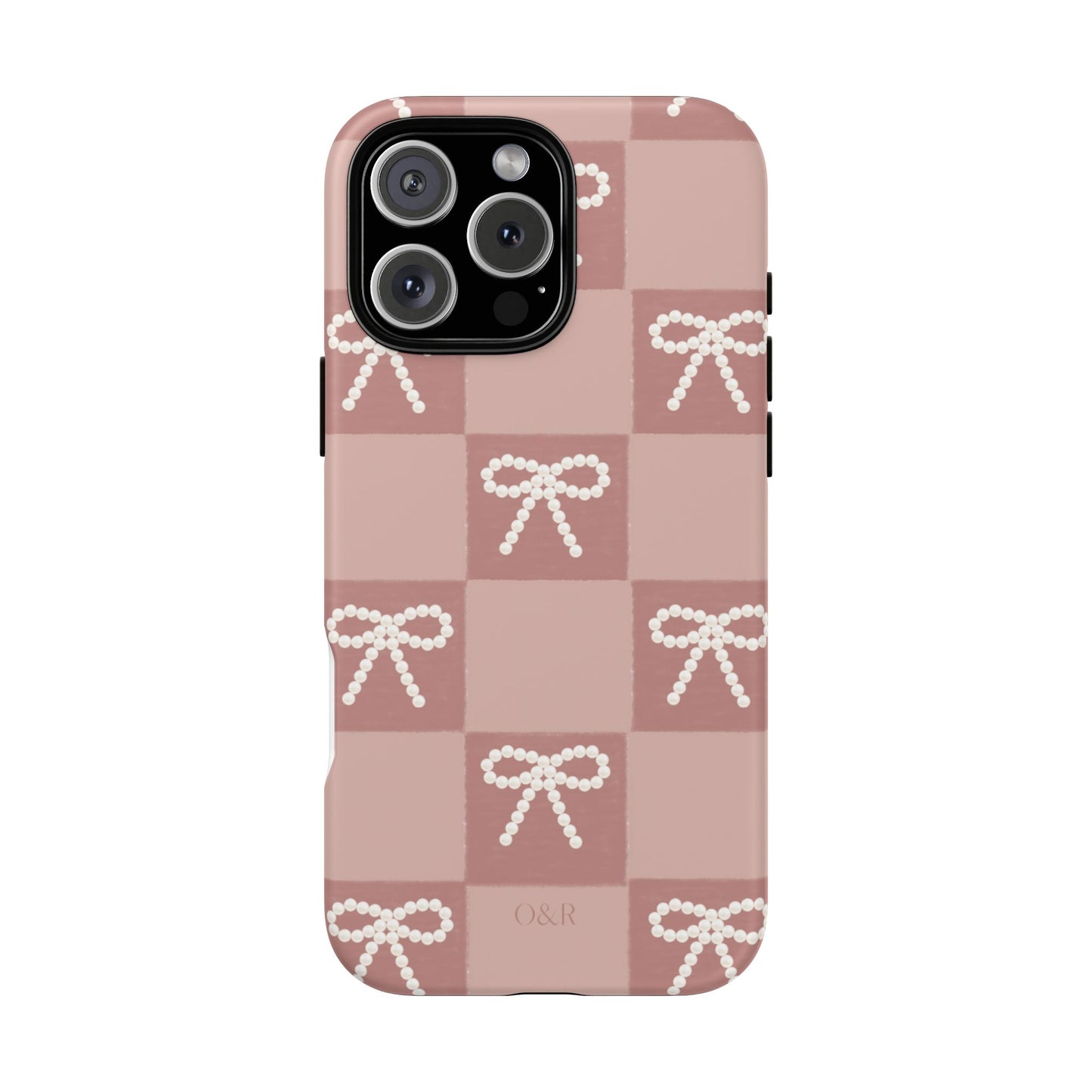 Pink Checkered Bow Tough Case, Phone Case,  Cellphone Cover, Protective Phone Shell, Cute Plaid Design